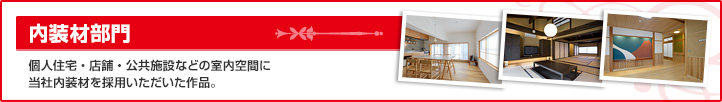 内装材部門　個人住宅・店舗・公共施設などの室内空間に当社内装材を採用いただいた作品。
