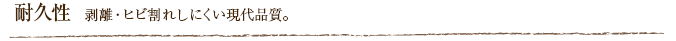 耐久性  剥離・ヒビ割れしにくい現代品質。